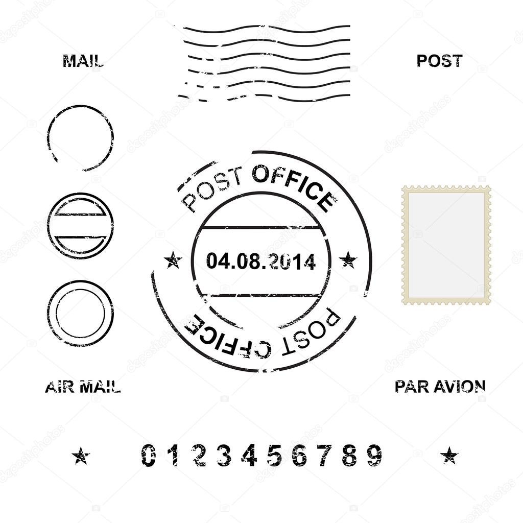 Set of post stamp symbols, vector illustration