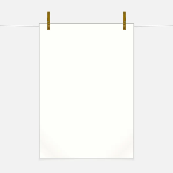 Blanco papier blad aan een touw, vectorillustratie — Stockvector