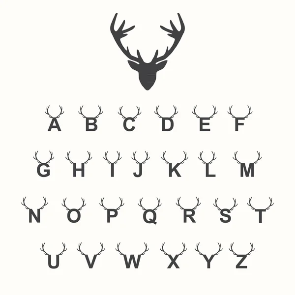 Alphabet with antlers, vector illustration — Stock Vector