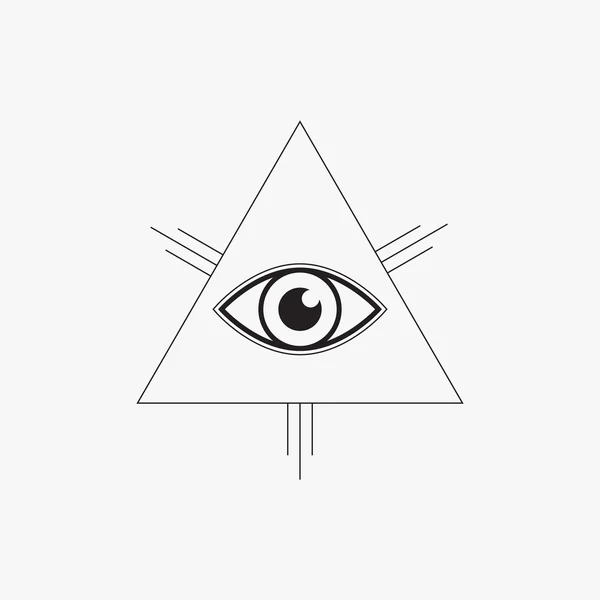 All seeing eye symbol, line design, vector illustration — Stock Vector