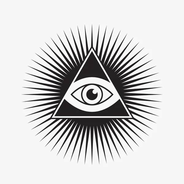 Tutti vedendo il simbolo dell'occhio, la forma della stella, illustrazione vettoriale — Vettoriale Stock