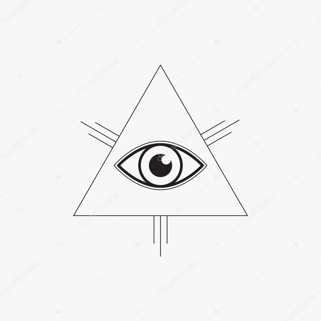 All seeing eye symbol, line design, vector illustration