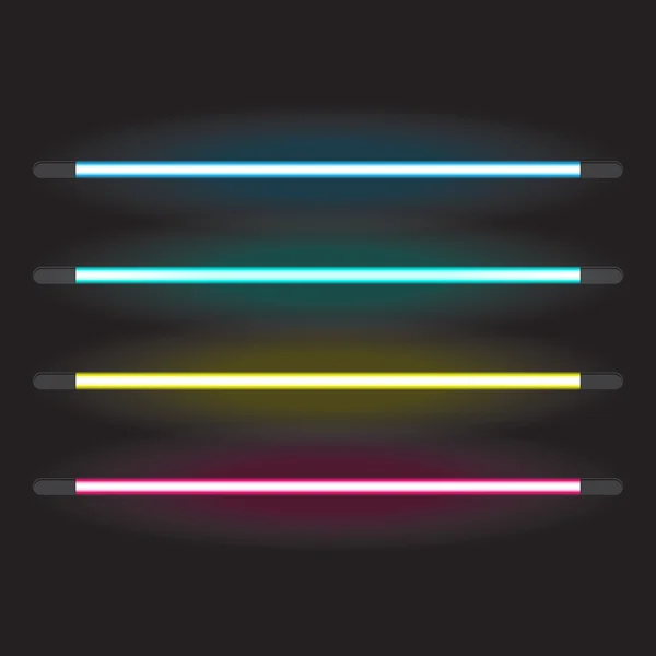 Set of neon tube lights — Stock Vector