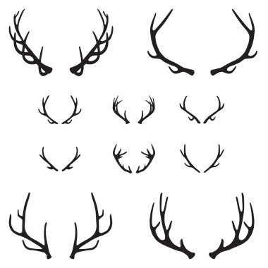 Set of antlers, silhouette, vector