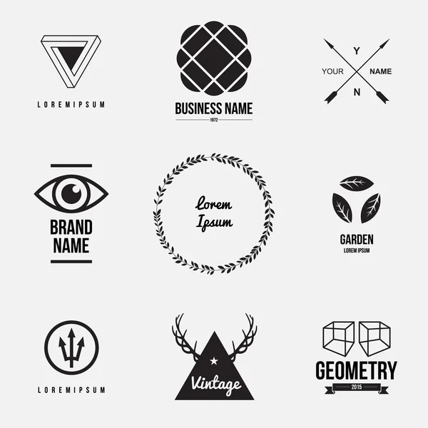 Uppsättning av retro vintage märken och etikett grafik. Design element, business skyltar, etiketter, logotyper — Stock vektor
