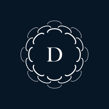 Monogram çerçeve şablonu, geometrik süsleme, vektör çizim