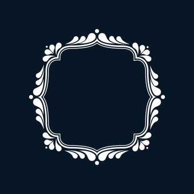 Monogram çerçeve şablonu, girdap ve çiçek tasarım, vektör çizim