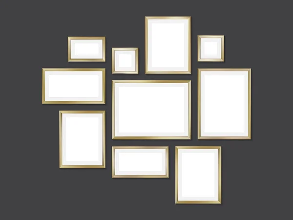 Set gouden frames, vectorillustratie — Stockvector