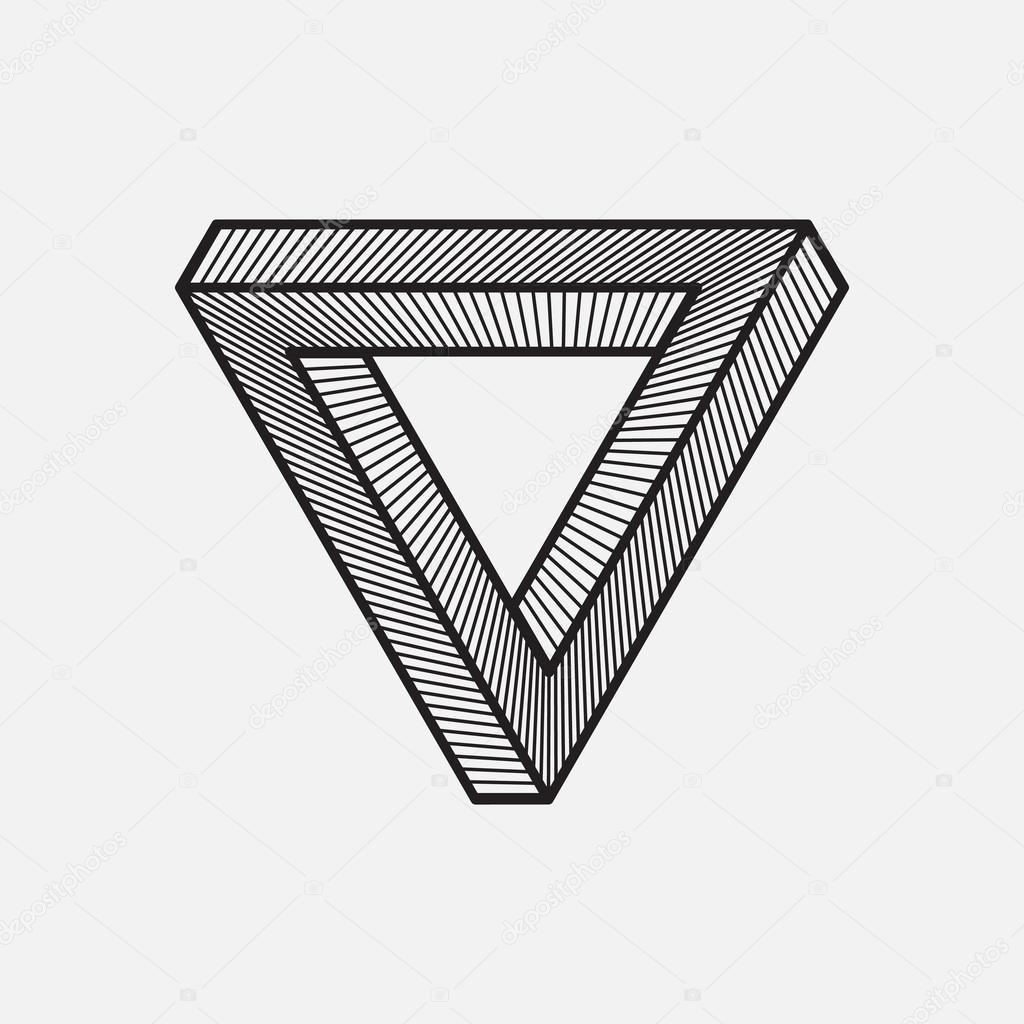 Impossible triangle, geometric element, vector illustration