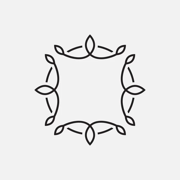 Plantilla de marco de monograma, ornamento floral, diseño simple, ilustración vectorial — Archivo Imágenes Vectoriales