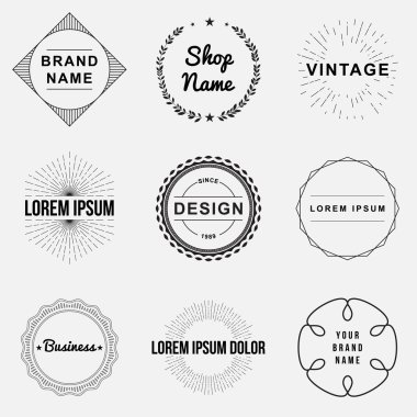 Retro vintage rozetleri ve etiket logo grafik kümesi. Tasarım öğeleri, iş işaretler, Etiketler, logolar, daire