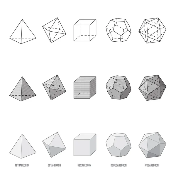 Solide platonice, ilustrații vectoriale — Vector de stoc