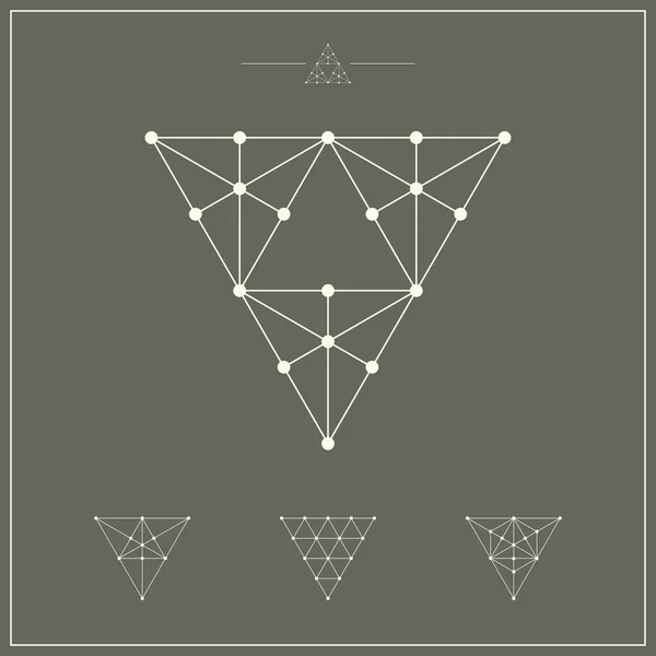 Geometrische elementen, driehoeken met stippen — Stockvector