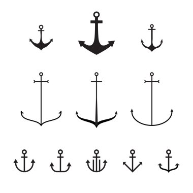 Set of anchors, vector illustration, modern simple design