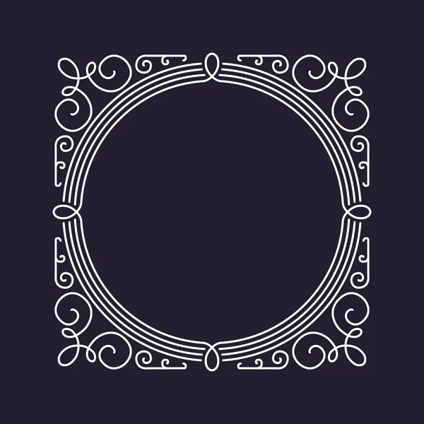 Monogram frame template, floral ornament, circle and square — Stock Vector