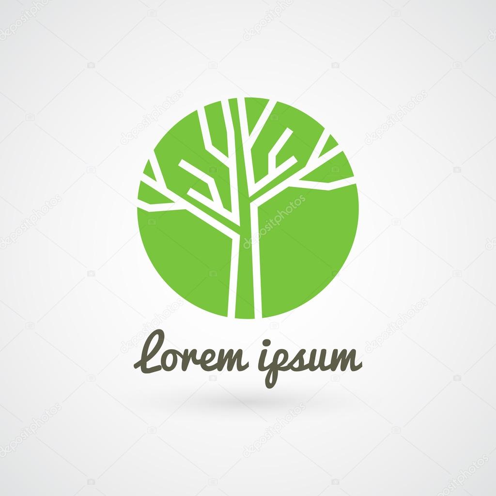 Green circle tree logo, design template, vector illustration