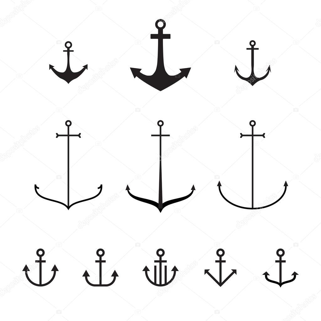 Set of anchors, vector illustration, modern simple design