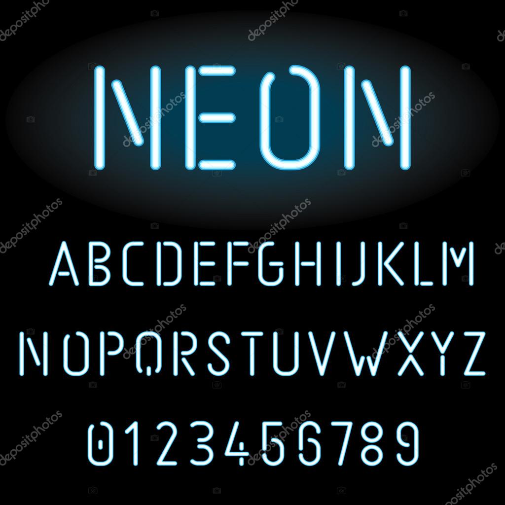 Blue neon light alphabet, Stock Vector Image by ©kovalto1 #79002948