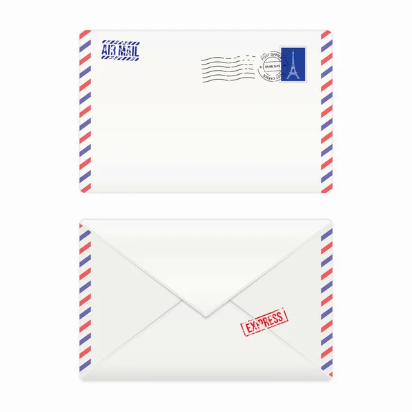 Sobre de correo aéreo con sello postal — Vector de stock