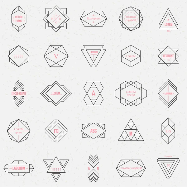 Set geometric signs, labels, and frames — Stock Vector