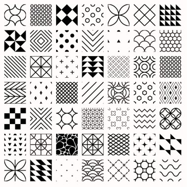 Dizi kesintisiz geometrik desenler, üçgenler, çizgiler, daireler