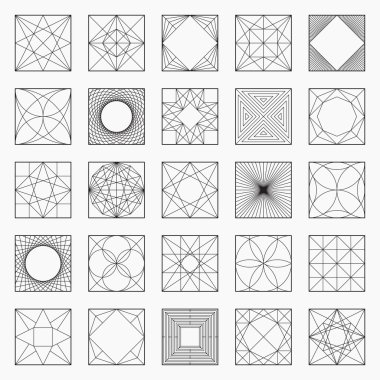 Set of geometric elements / icons, square pattern