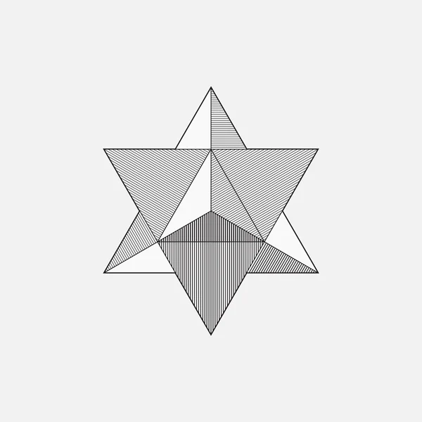 Merkaba, forma geometrica, disegno della linea, triangolo — Vettoriale Stock