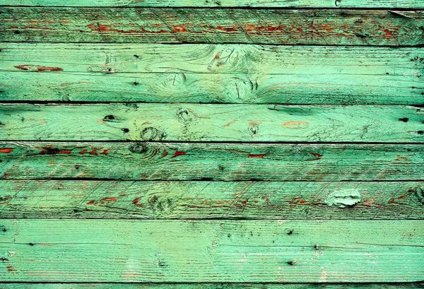 Tablones de madera pintados con pintura verde vieja — Foto de Stock