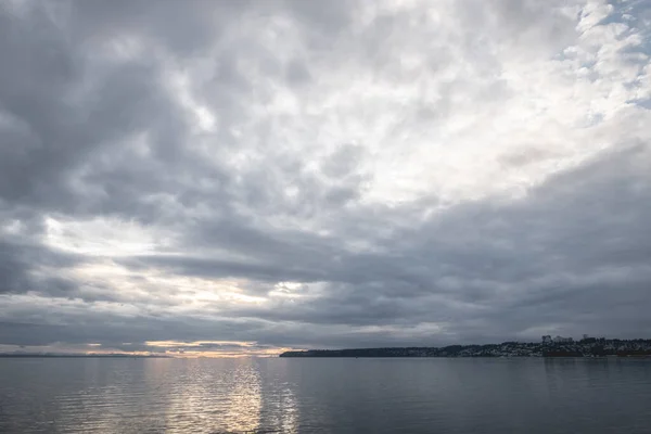 Photo Coucher Soleil Sur White Rock Canada Travers Baie Semiahmoo — Photo