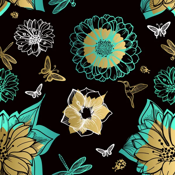 Fondo de patrón floral sin costuras — Vector de stock