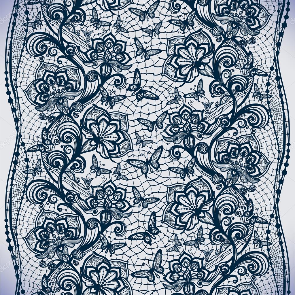 flowers and butterflies lace pattern