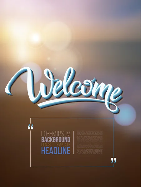 Welcome poster inscription on a background seascape — Stock Vector