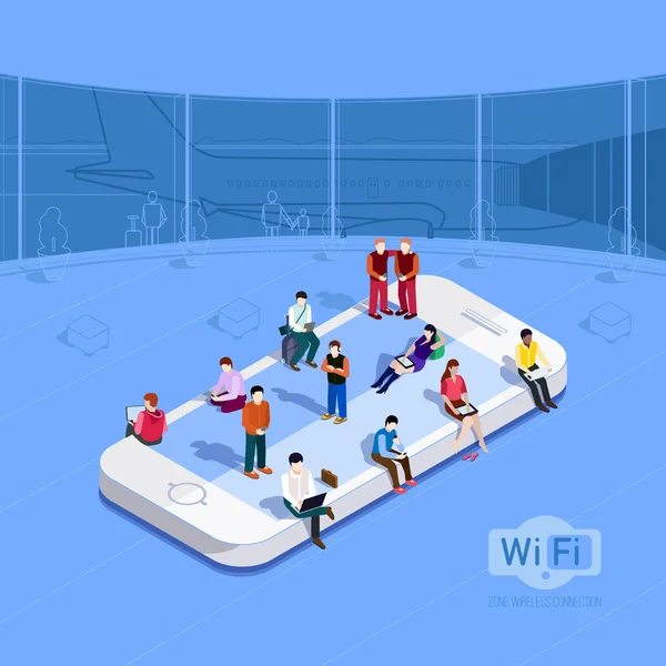 Zona Wi-Fi di bandara - Stok Vektor