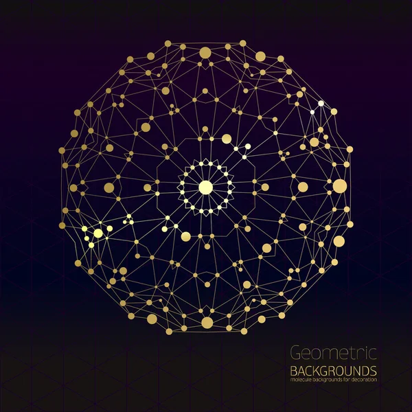 Abstract geometric gold lattice, the scope of molecules — Wektor stockowy