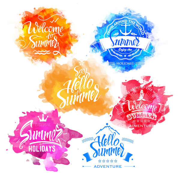 Vector Collection of Summer and Holidays Labels