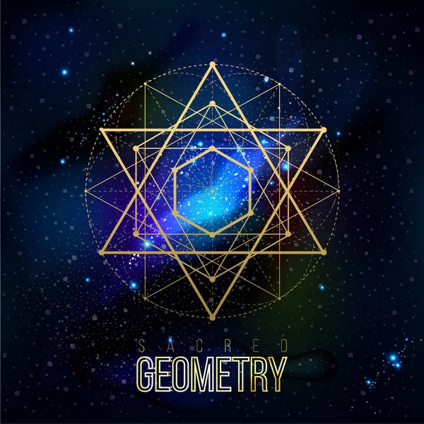 Sacred geometry forms on space background — Stock Vector