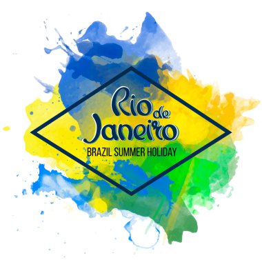Bir arka plan suluboya üzerinde yazıt Rio de Janeiro