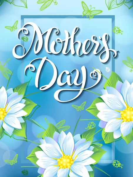 Μητέρες ημέρα γράμματα, αφίσα, διαφήμιση των ανοιξιάτικα λουλούδια — Διανυσματικό Αρχείο
