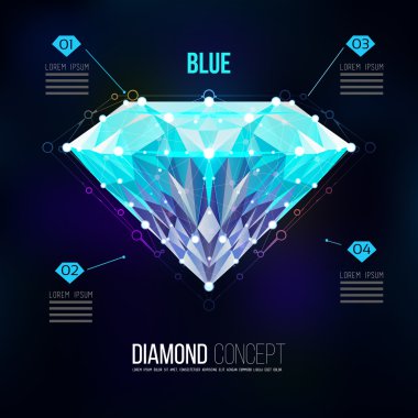 Mavi diamondvector şekli bir renkteki mavi parlak