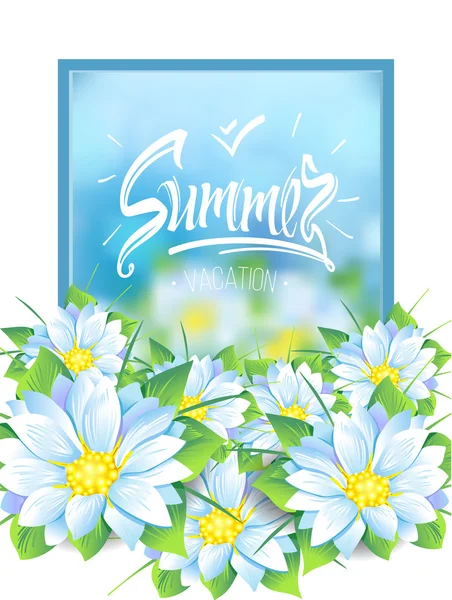 Illustratie van de zomer met een boeket van bloemen — Stockvector