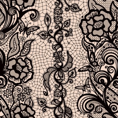 çiçekler ve kelebekler ile soyut sorunsuz dantel modeli
