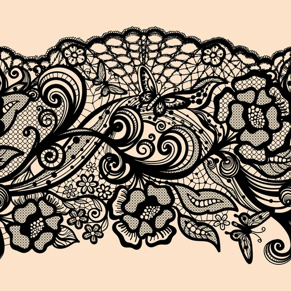 Abstract Seamless Lace Pattern With Flowers
