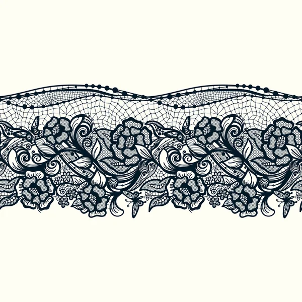 Patrón de encaje sin costura abstracto con flores y mariposas — Vector de stock