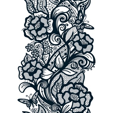 çiçekler ve kelebekler ile soyut sorunsuz dantel modeli