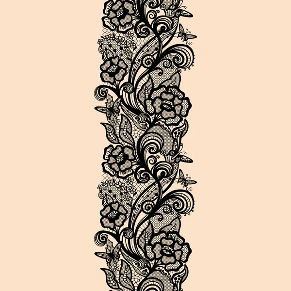 Αφηρημένη άνευ ραφής δαντέλα μοτίβο με λουλούδια και πεταλούδες — Διανυσματικό Αρχείο