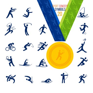 Yirmi spor Icons set. Sembol spor kavram rekreasyon.
