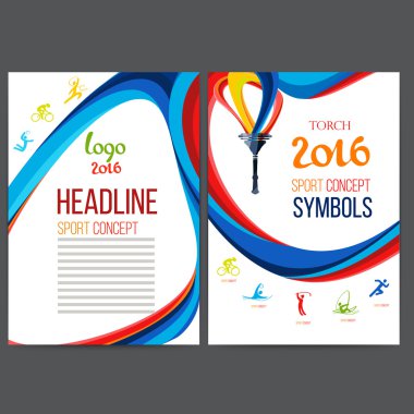 Simge meşale. Meşale yangın, dalgalı çizgilerle Şampiyonası simgesi. 2016.