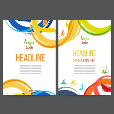 Spor vektör şablon tasarımı renkli halkalar ve dalgalar şeritler.
