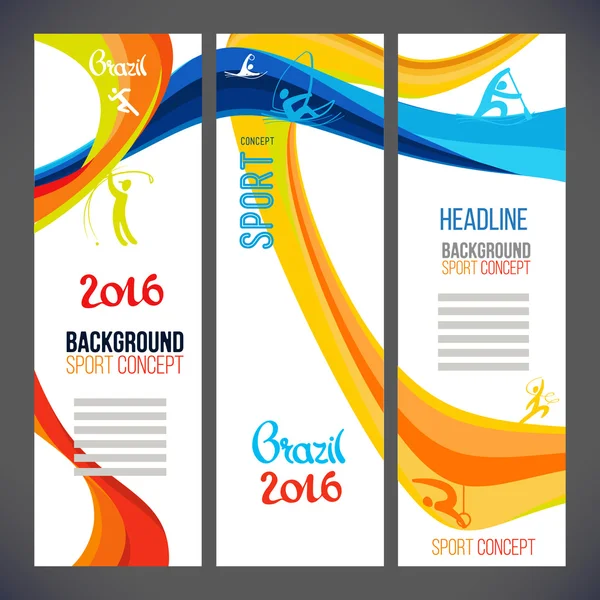 Sport koncept banners.2016 s barevnými liniemi a vlny — Stockový vektor