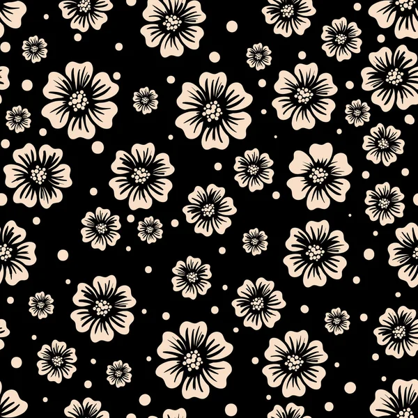 Vector seamless pattern of flowers on a dark background. — Stock Vector